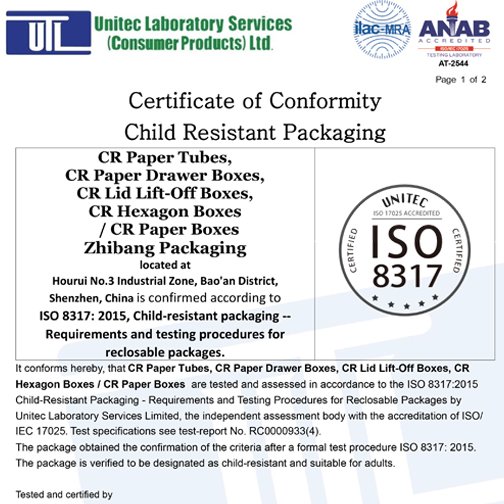 Child Resistant Packaging Certificates